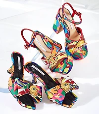 Gianni Bini Beaux Printed Whimsical Mismatch Ornament Platform Dress Sandals