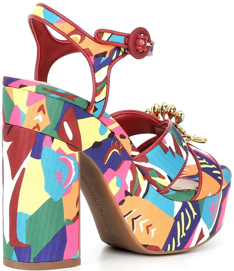 Gianni Bini Beaux Printed Whimsical Mismatch Ornament Platform Dress Sandals