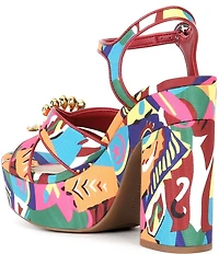 Gianni Bini Beaux Printed Whimsical Mismatch Ornament Platform Dress Sandals