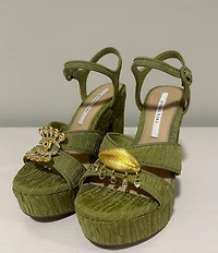 Gianni Bini Beaux Textured Whimsical Mismatch Ornament Platform Dress Sandals