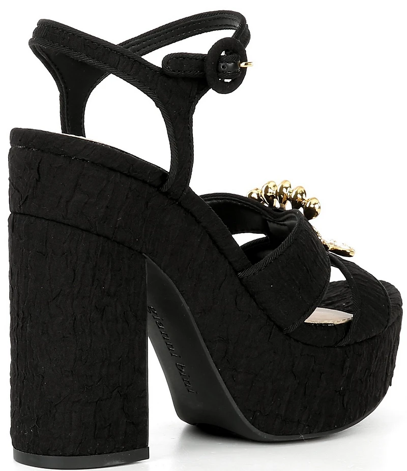 Gianni Bini Beaux Textured Whimsical Mismatch Ornament Platform Dress Sandals