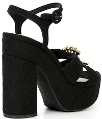 Gianni Bini Beaux Textured Whimsical Mismatch Ornament Platform Dress Sandals