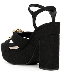 Gianni Bini Beaux Textured Whimsical Mismatch Ornament Platform Dress Sandals