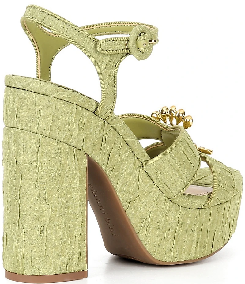 Gianni Bini Beaux Textured Whimsical Mismatch Ornament Platform Dress Sandals