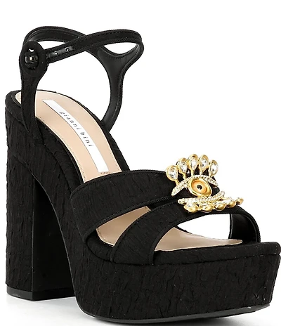 Gianni Bini Beaux Textured Whimsical Mismatch Ornament Platform Dress Sandals