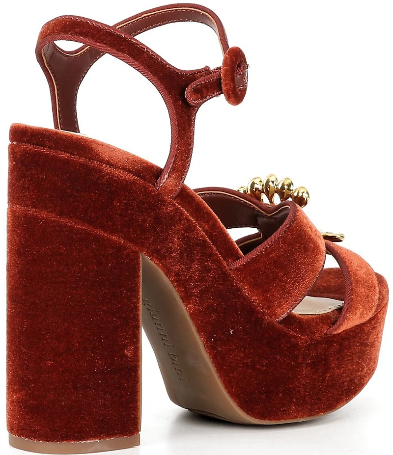 Gianni Bini Beaux Velvet Whimsical Mismatch Ornament Platform Dress Sandals