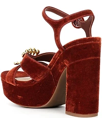Gianni Bini Beaux Velvet Whimsical Mismatch Ornament Platform Dress Sandals