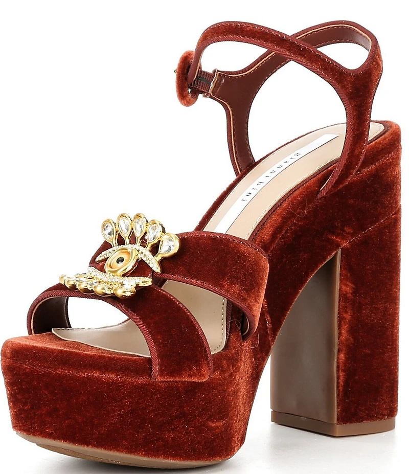 Gianni Bini Beaux Velvet Whimsical Mismatch Ornament Platform Dress Sandals