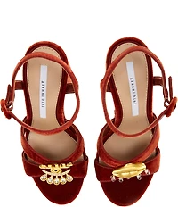 Gianni Bini Beaux Velvet Whimsical Mismatch Ornament Platform Dress Sandals