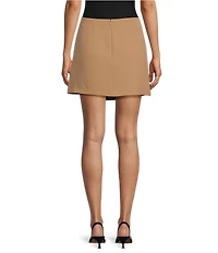 Gianni Bini Belle Stretch Suiting Coordinating Mini Faux Wrap Skirt