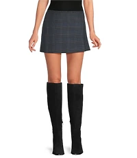 Gianni Bini Beri Plaid Print Coordinating Crepe Mini Skort