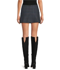 Gianni Bini Beri Plaid Print Coordinating Crepe Mini Skort