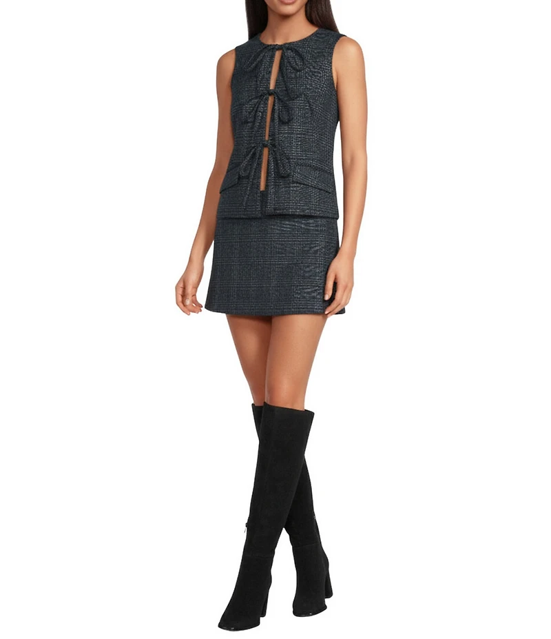 Gianni Bini Beri Plaid Print Coordinating Crepe Mini Skort