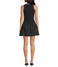Gianni Bini Beth Crew Neck Sleeveless Bubble Hem Mini Dress