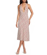 Gianni Bini Betty Cherry Print V-Neck Sleeveless Midi Dress