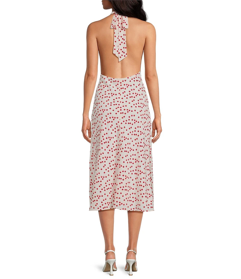 Gianni Bini Betty Cherry Print V-Neck Sleeveless Midi Dress