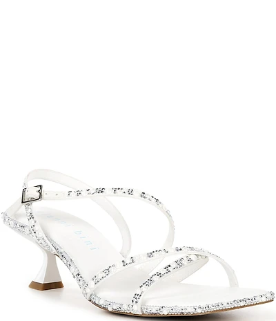 Gianni Bini Bridal Collection Alyx Two Rhinestone and Pearl Strappy Kitten Heel Dress Sandals