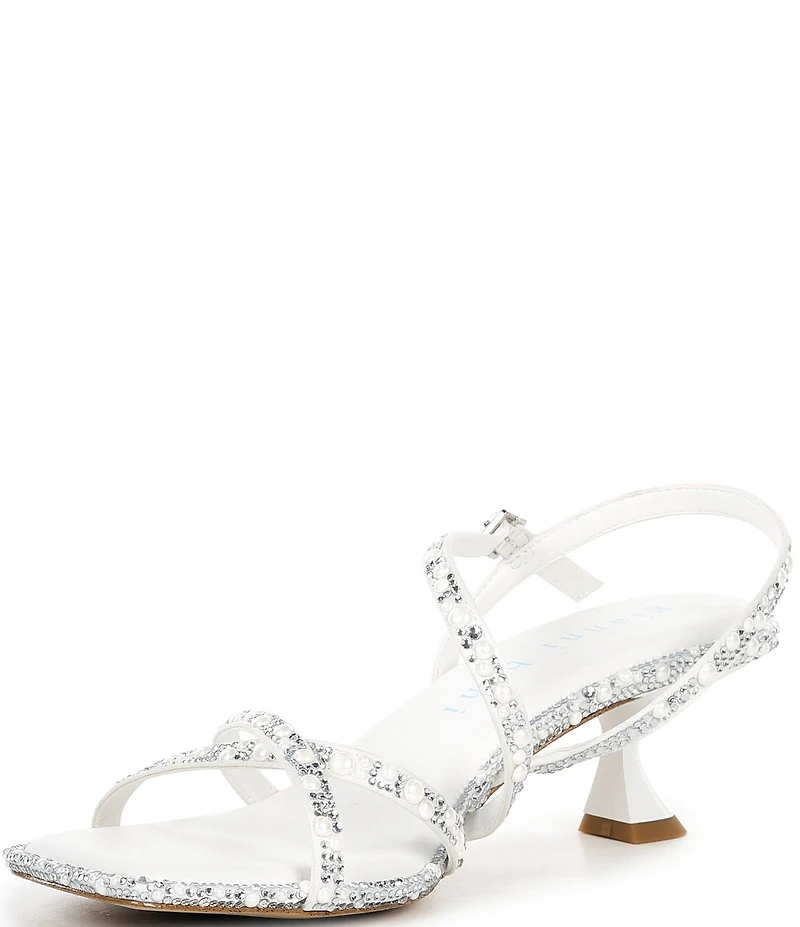 Gianni Bini Bridal Collection Alyx Two Rhinestone and Pearl Strappy Kitten Heel Dress Sandals