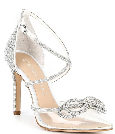 Gianni Bini Bridal Collection Ezlynn Rhinestone Embellished Bow Vinyl Pointed Toe Pumps
