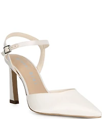 Gianni Bini Bridal Collection Geno Satin Ankle Wrap Pointed Toe Pumps