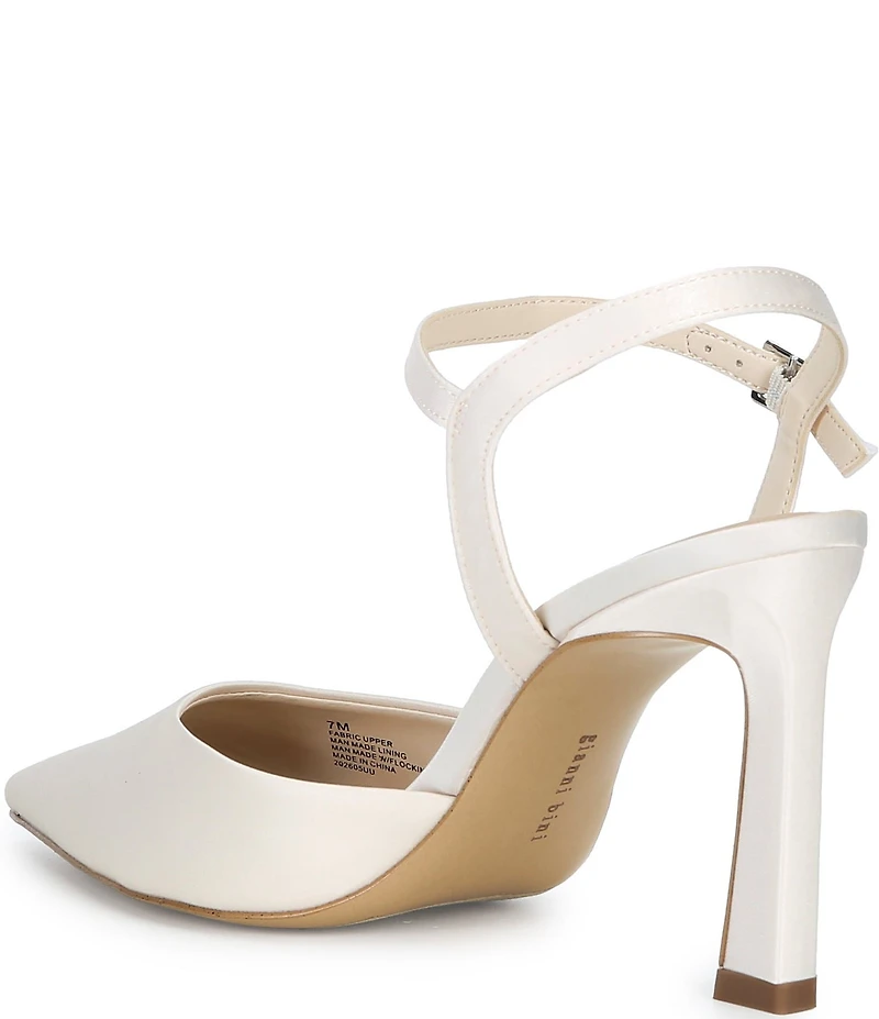 Gianni Bini Bridal Collection Geno Satin Ankle Wrap Pointed Toe Pumps