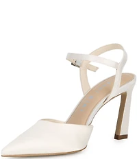 Gianni Bini Bridal Collection Geno Satin Ankle Wrap Pointed Toe Pumps