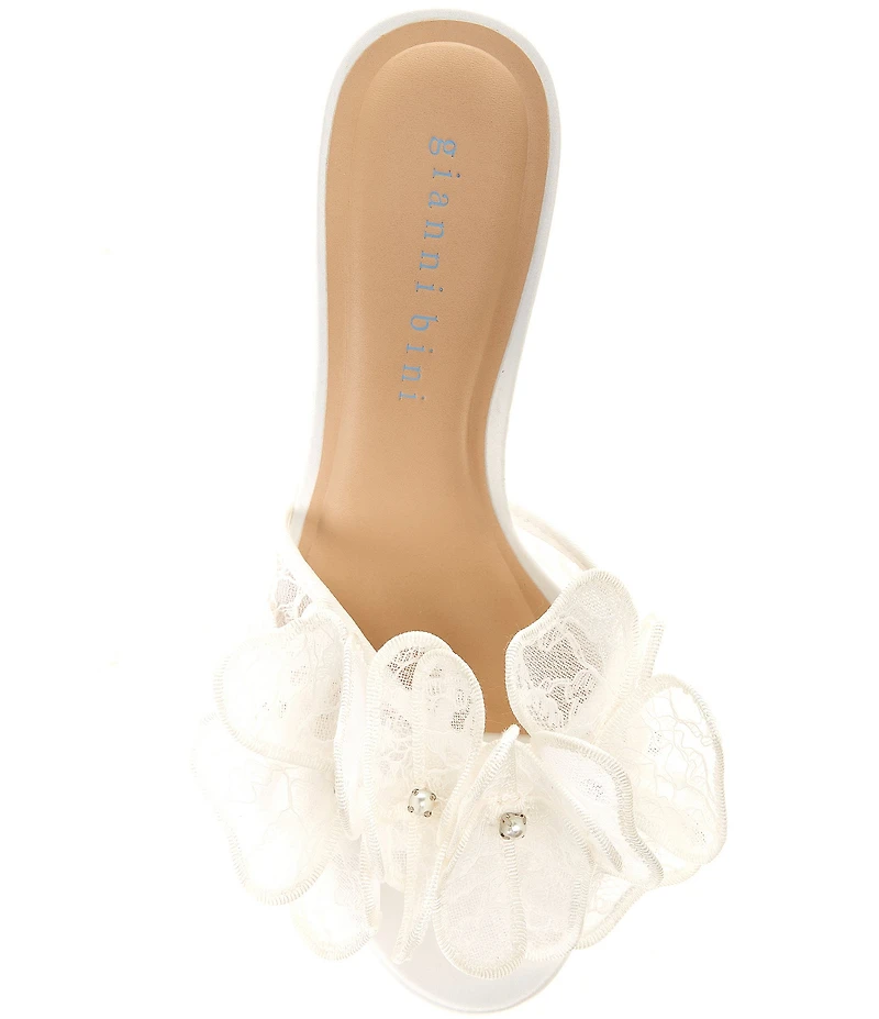 Gianni Bini Bridal Collection Haley Embroidered Flower Pearl Detail Slide Dress Sandals