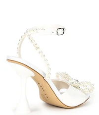 Gianni Bini Bridal Collection Haydn Two Satin Pearl Bow Ankle Strap Dress Sandals