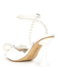 Gianni Bini Bridal Collection Haydn Two Satin Pearl Bow Ankle Strap Dress Sandals