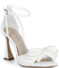 Gianni Bini Bridal Collection Lennon Two Satin Pearl Bow Ankle Strap Dress Sandals