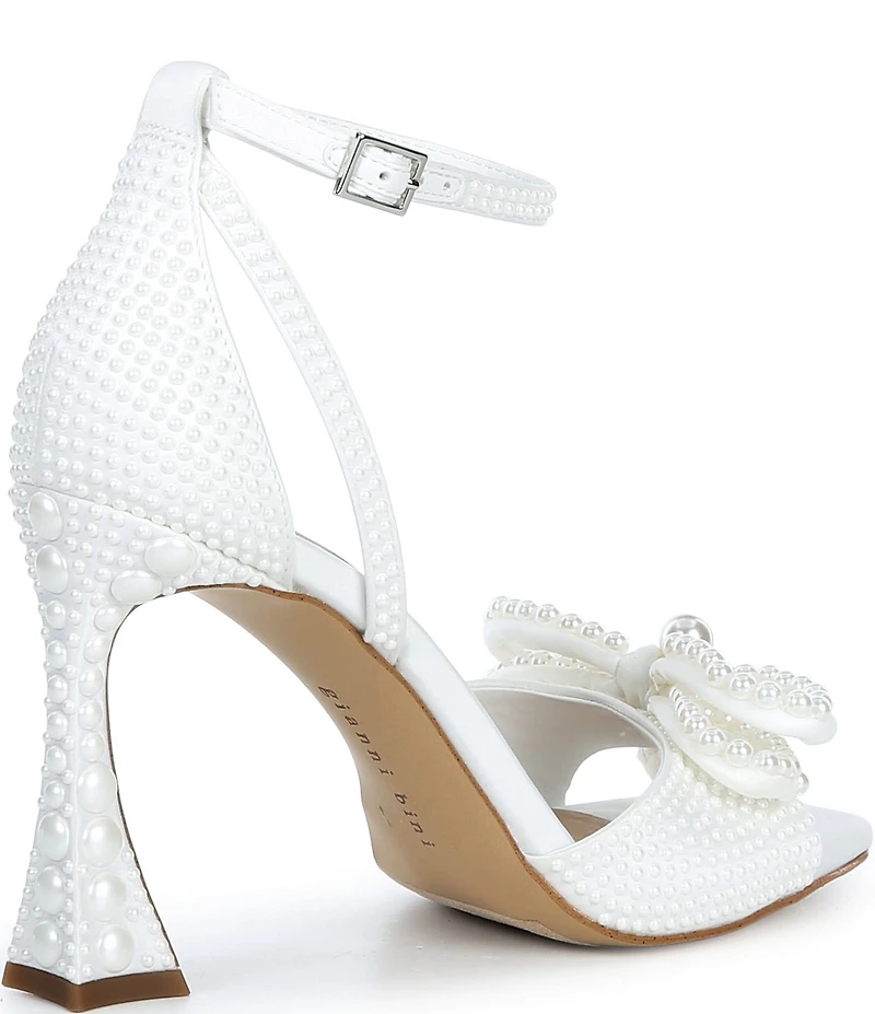 Gianni Bini Bridal Collection Lennon Two Satin Pearl Bow Ankle Strap Dress Sandals
