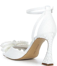 Gianni Bini Bridal Collection Lennon Two Satin Pearl Bow Ankle Strap Dress Sandals