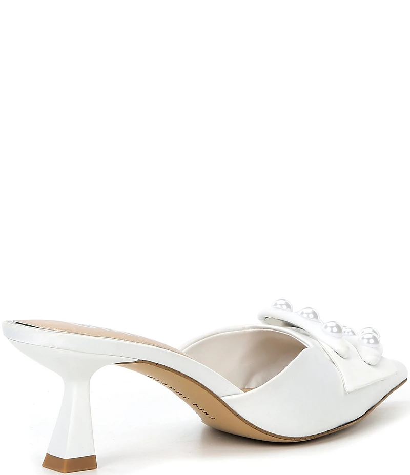 Gianni Bini Bridal Collection Wendella Two Satin Pearl Buckle Ornament Dress Mules