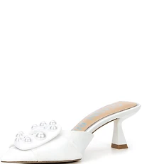 Gianni Bini Bridal Collection Wendella Two Satin Pearl Buckle Ornament Dress Mules