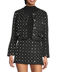 Gianni Bini Brielle Rhinestone Embellished Coordinating Tweed Jacket