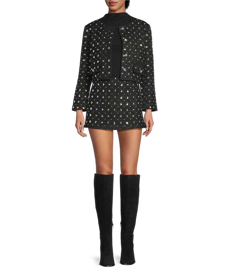 Gianni Bini Brielle Rhinestone Embellished Coordinating Tweed Jacket