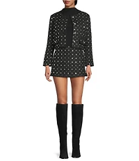 Gianni Bini Brielle Rhinestone Embellished Coordinating Tweed Jacket