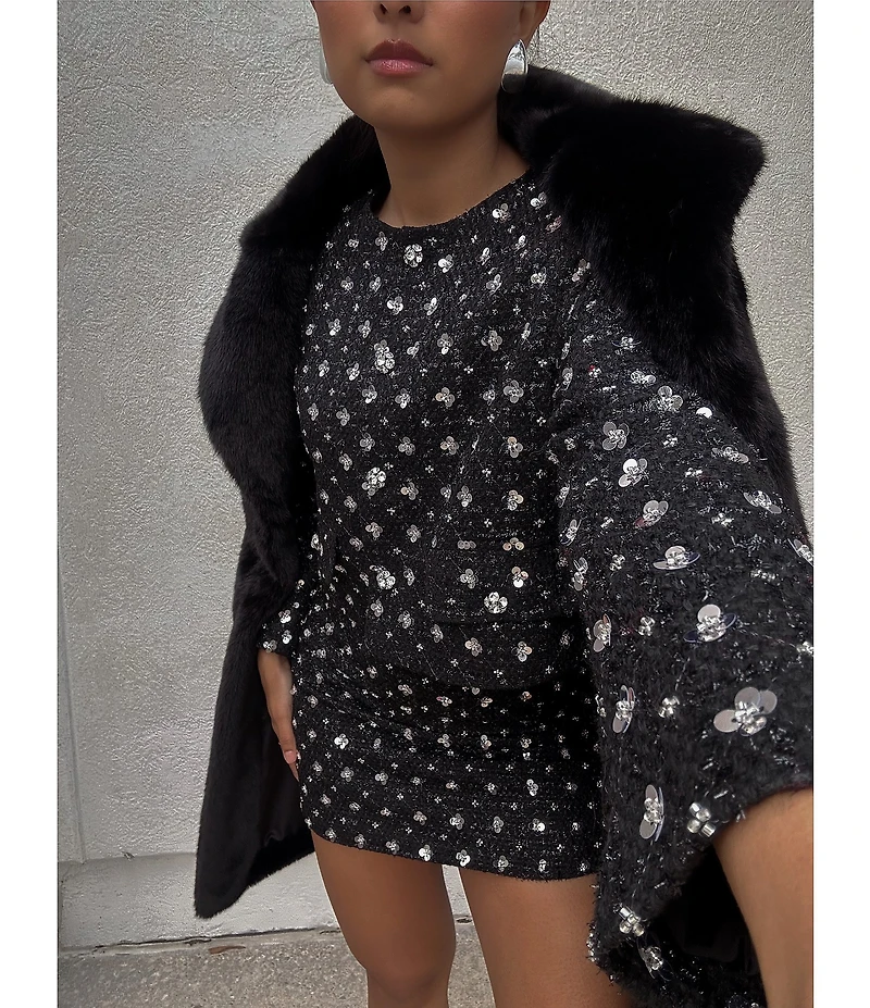 Gianni Bini Brielle Rhinestone Embellished Coordinating Tweed Jacket