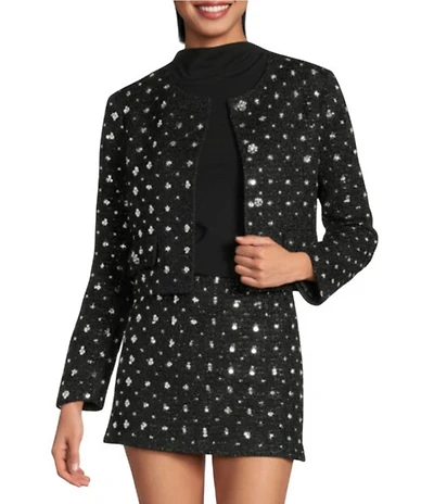 Gianni Bini Brielle Rhinestone Embellished Coordinating Tweed Jacket