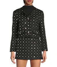Gianni Bini Brielle Rhinestone Embellished Coordinating Tweed Jacket