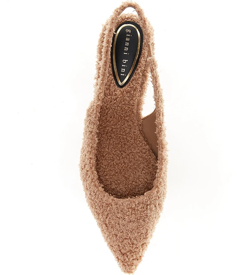 Gianni Bini Britnie Faux Shearling Kitten Heel Slingback Pumps