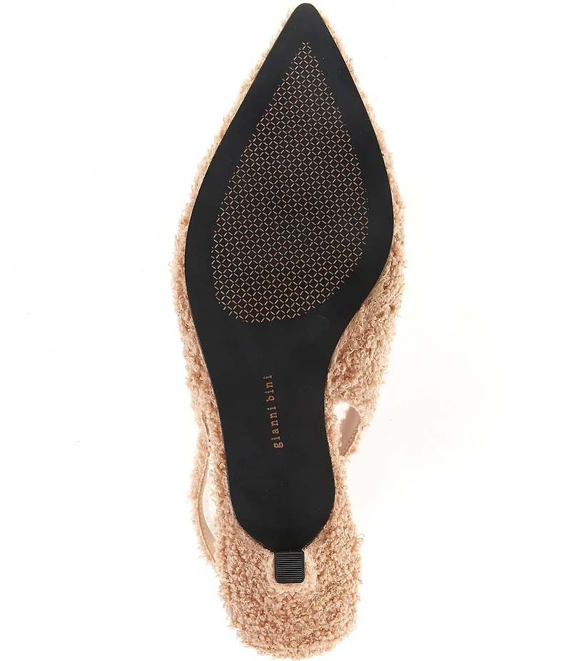 Gianni Bini Britnie Faux Shearling Kitten Heel Slingback Pumps