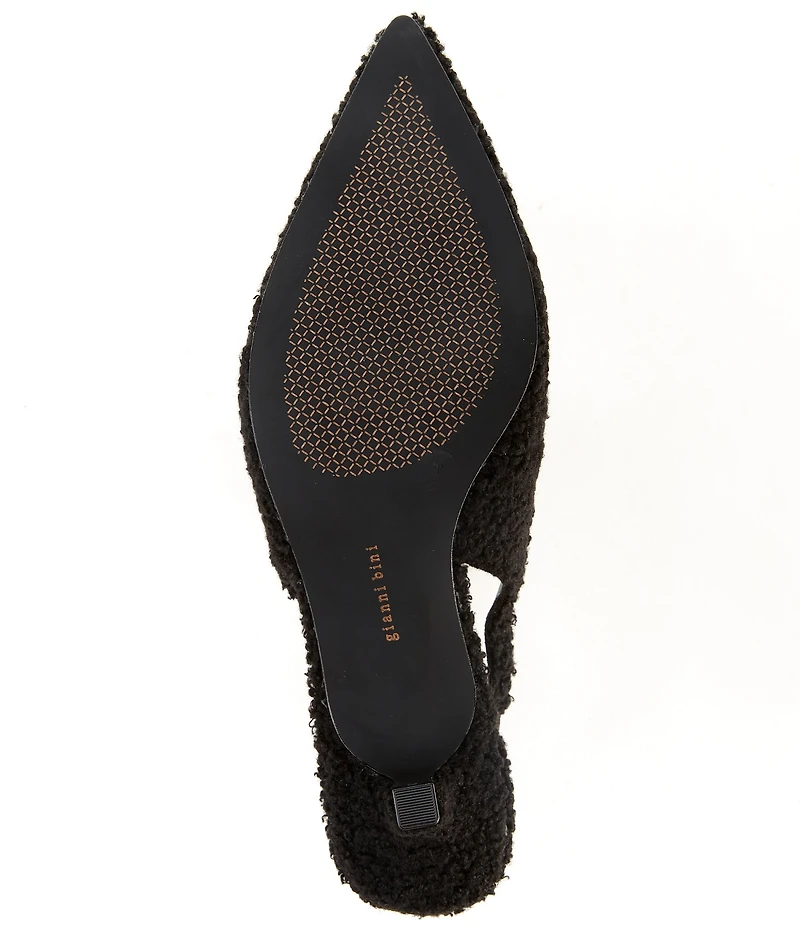 Gianni Bini Britnie Faux Shearling Kitten Heel Slingback Pumps