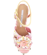 Gianni Bini Brook Two Floral Postcard Print Pearl Platform Block Heel Dress Sandals