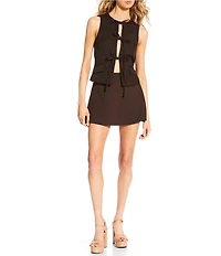 Gianni Bini Brooke Coordinating Crew Neck Tie Front Sleeveless Vest