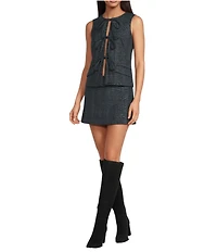 Gianni Bini Brooke Coordinating Plaid Tie Front Sleeveless Vest