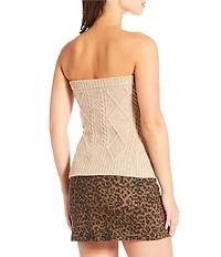 Gianni Bini Cable Wool Blend Strapless Button Front Sweater Tube Top