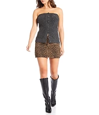 Gianni Bini Cable Wool Blend Strapless Button Front Sweater Tube Top