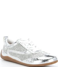 Gianni Bini Cade Crinkle Metallic and Rhinestone Embellished Retro Sneakers