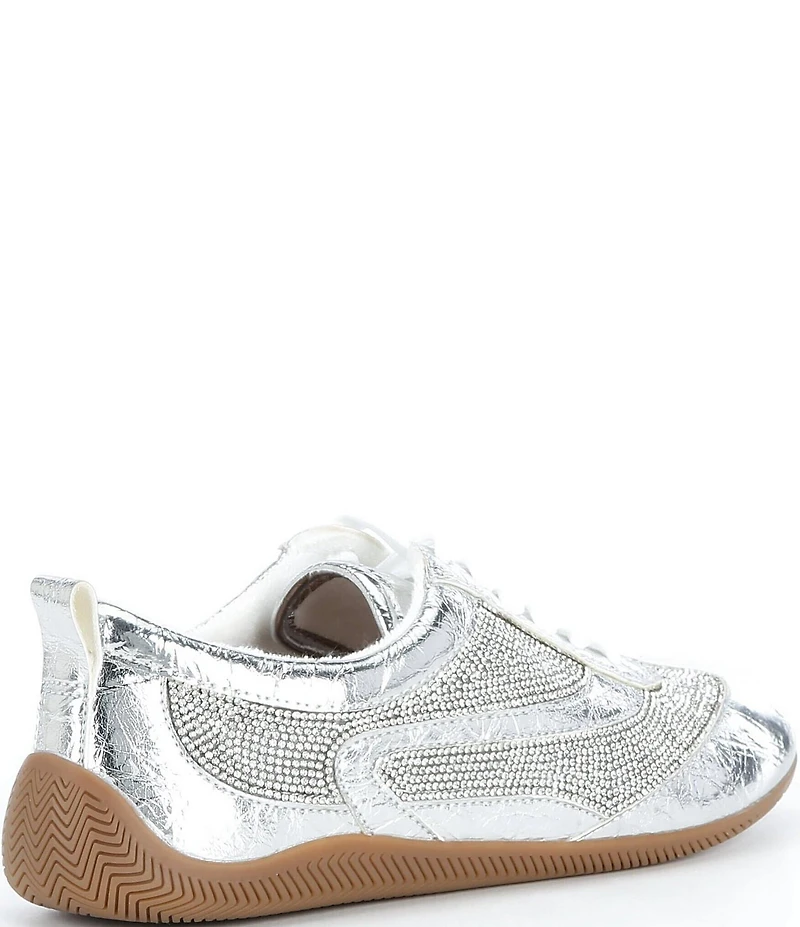 Gianni Bini Cade Crinkle Metallic and Rhinestone Retro Sneakers